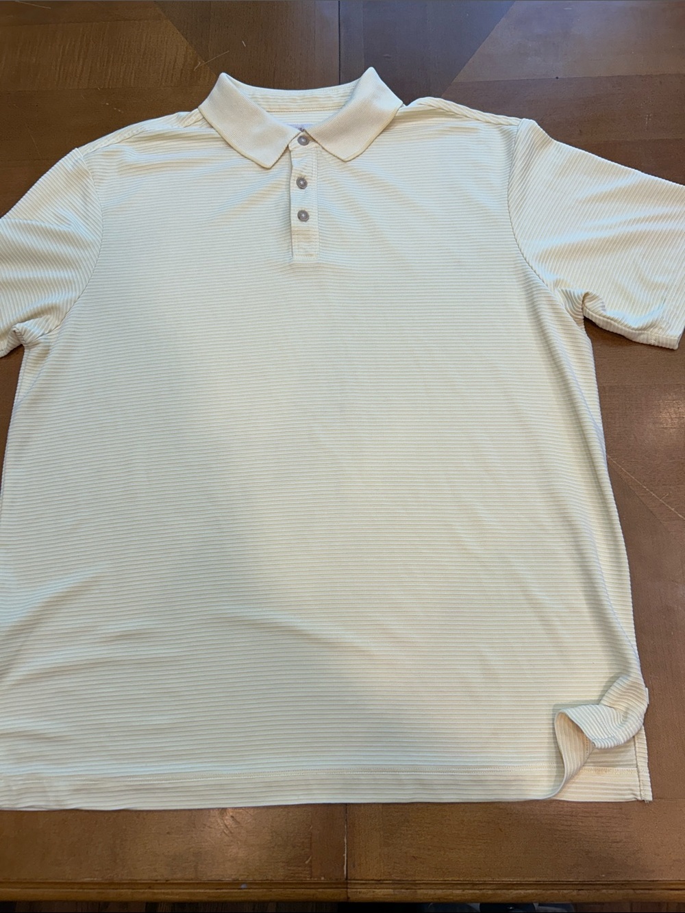 Tommy Bahama Men's Polo in Light Yellow with Subtle Stripes